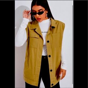 MARC by MARC JACOBS Cognac Golden Brown Button Front Cotton Vest Jacket-Small